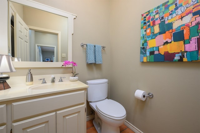 17889 County Road 134, Flint, TX 75762 - half bath featuring vanity, toilet, baseboards, and tile patterned flooring