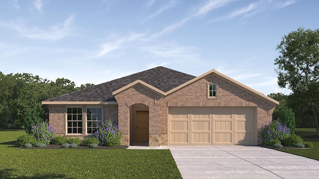 112 Sherwood Dr, Fate, TX 75189 - view of front of house featuring brick siding, an attached garage, driveway, and a front yard