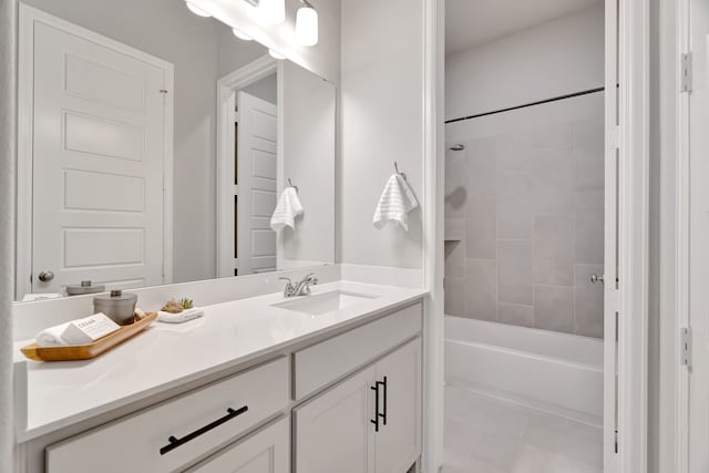 504 Arrowhead Ln, Haslet, TX 76052 - bathroom with vanity, bathing tub / shower combination, and tile patterned floors