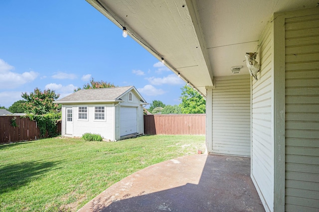 2109 Timber Cove Ct, Weatherford, TX 76087 - view of yard with a patio, an outdoor structure, and a garage