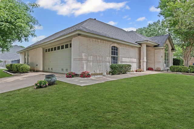 213 Redwood Ct, Keller, TX 76248 - view of front of house featuring a garage, a shingled roof, a front yard, concrete driveway, and brick siding
