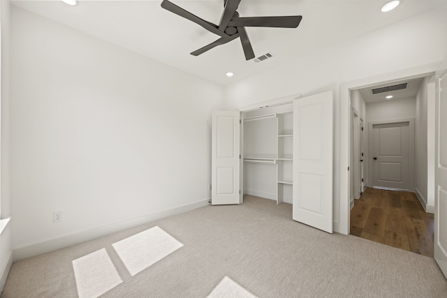 605 Utopia Rd, Tool, TX 75143 - unfurnished bedroom with carpet floors, recessed lighting, a closet, ceiling fan, and baseboards