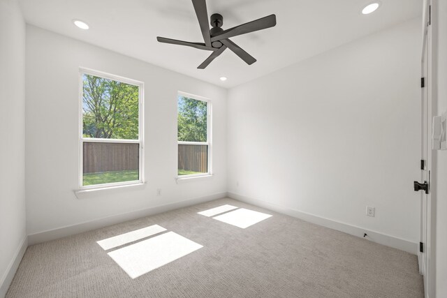 605 Utopia Rd, Tool, TX 75143 - carpeted spare room with baseboards, recessed lighting, and ceiling fan