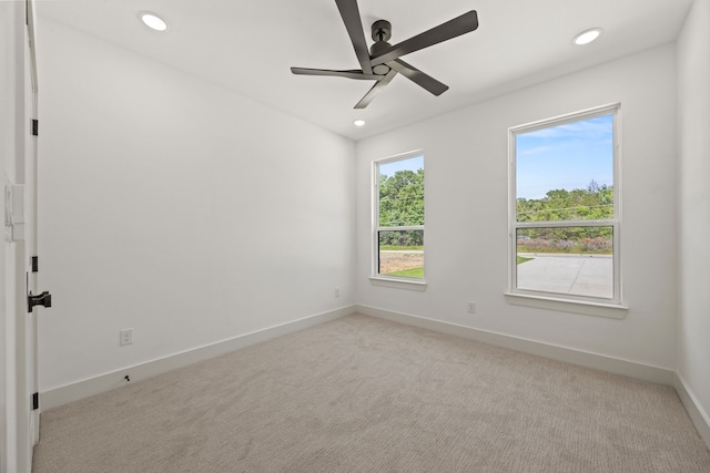 605 Utopia Rd, Tool, TX 75143 - unfurnished room featuring baseboards, light carpet, recessed lighting, and a ceiling fan