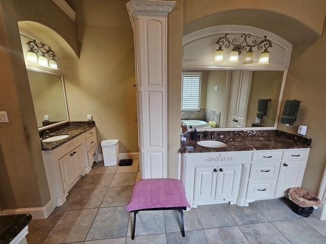 1204 Wishing Tree Ln, Keller, TX 76248 - full bath with two vanities, tile patterned flooring, and a bath