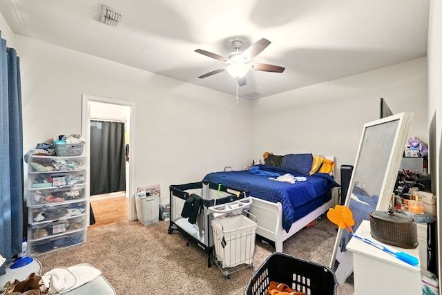 2901 18th St, Fort Worth, TX 76106 - bedroom with carpet flooring and ceiling fan