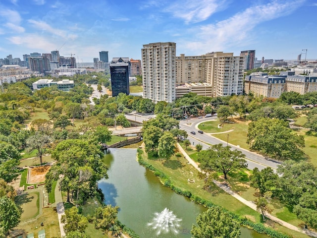 3225 Turtle Creek Blvd Unit 320, Dallas, TX 75219 - aerial view of property's location featuring city skyline and a large body of water