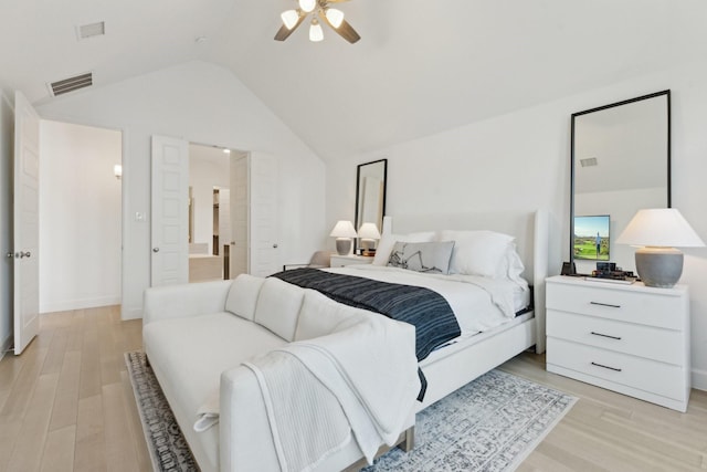 2241 Robin Way, Northlake, TX 76247 - bedroom featuring light wood-style flooring, vaulted ceiling, ceiling fan, and baseboards