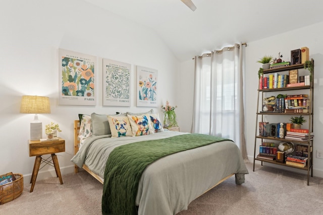 2241 Robin Way, Northlake, TX 76247 - bedroom with carpet, vaulted ceiling, baseboards, and ceiling fan