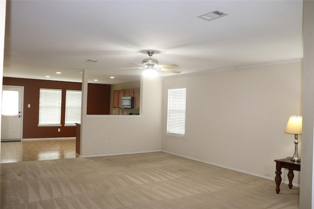 12645 Foxpaw Trl, Fort Worth, TX 76244 - empty room with light carpet, ceiling fan, baseboards, and recessed lighting