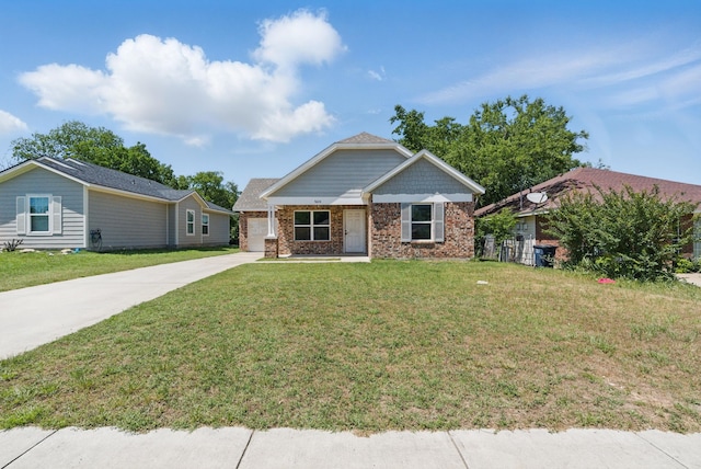 5608 Humbert Ave, Fort Worth, TX 76107 - craftsman-style house with driveway, a front lawn, an attached garage, and brick siding
