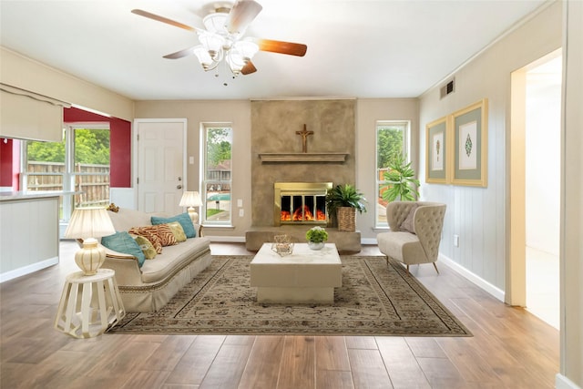 1619 Marquette Dr, Richardson, TX 75081 - living room with baseboards, healthy amount of natural light, and ceiling fan