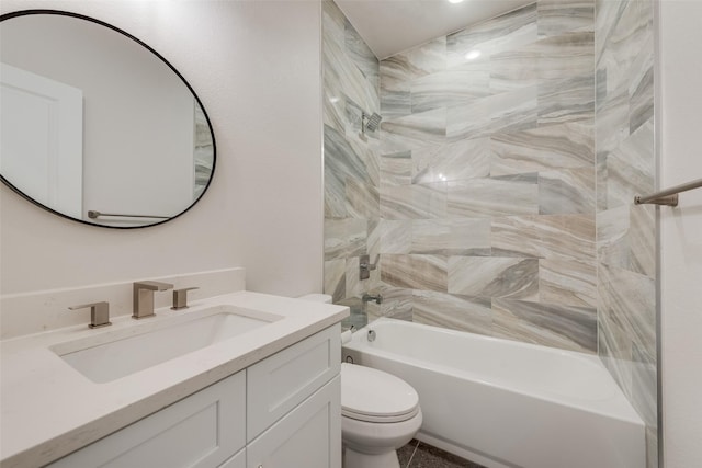 137 Willow Ln, Roanoke, TX 76262 - bathroom featuring toilet, vanity, and shower / bathtub combination