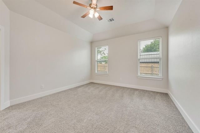 137 Willow Ln, Roanoke, TX 76262 - spare room with light carpet, vaulted ceiling, baseboards, and ceiling fan