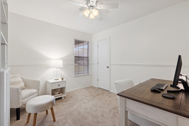 713 Loganwood Dr, Royse City, TX 75189 - office space featuring light colored carpet, a ceiling fan, and baseboards