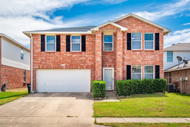 16616 Jasmine Springs Dr, Fort Worth, TX 76247 - traditional-style home featuring driveway, a front lawn, an attached garage, and brick siding