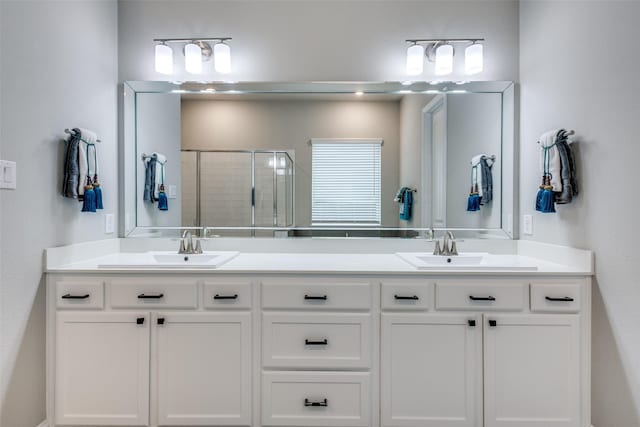1421 Benavites Dr, Little Elm, TX 75068 - bathroom featuring a shower stall and double vanity