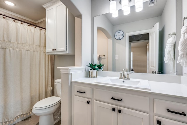 1421 Benavites Dr, Little Elm, TX 75068 - bathroom with toilet, vanity, a chandelier, and a shower with shower curtain
