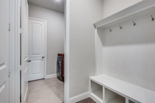1421 Benavites Dr, Little Elm, TX 75068 - mudroom with washer / dryer and baseboards