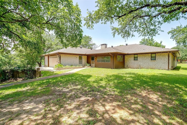 502 Roaring Springs Dr, Joshua, TX 76058 - ranch-style house with a garage, a chimney, and brick siding