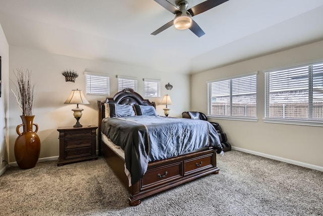 3446 Kirby Ln, Forney, TX 75126 - carpeted bedroom with baseboards, ceiling fan, and vaulted ceiling