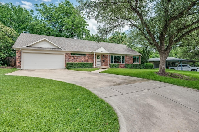 4017 Piedmont Rd, Fort Worth, TX 76116 - single story home featuring driveway, a garage, a front yard, brick siding, and roof with shingles