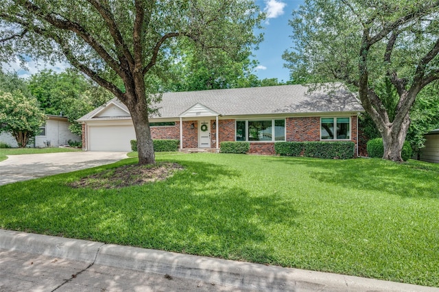 4017 Piedmont Rd, Fort Worth, TX 76116 - single story home featuring driveway, an attached garage, brick siding, a front lawn, and a shingled roof