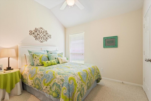 713 Tahoe Trl, Hewitt, TX 76643 - bedroom with lofted ceiling, carpet flooring, a ceiling fan, and baseboards