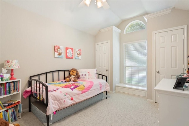 713 Tahoe Trl, Hewitt, TX 76643 - carpeted bedroom featuring lofted ceiling, ceiling fan, and baseboards
