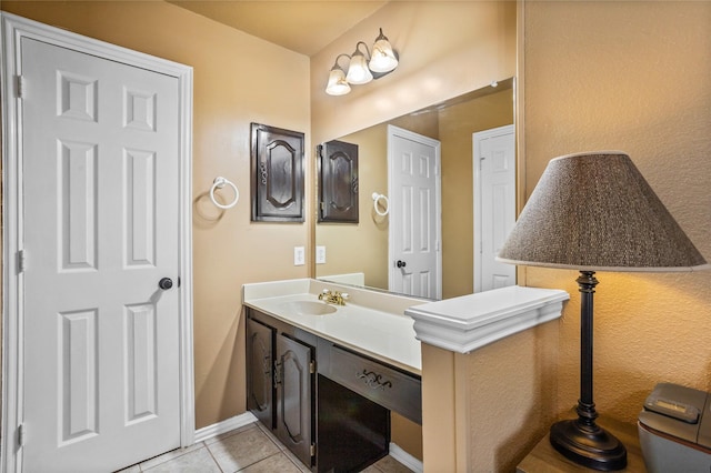 7705 Marble Canyon Ct, Fort Worth, TX 76137 - bathroom featuring tile patterned floors, vanity, and baseboards