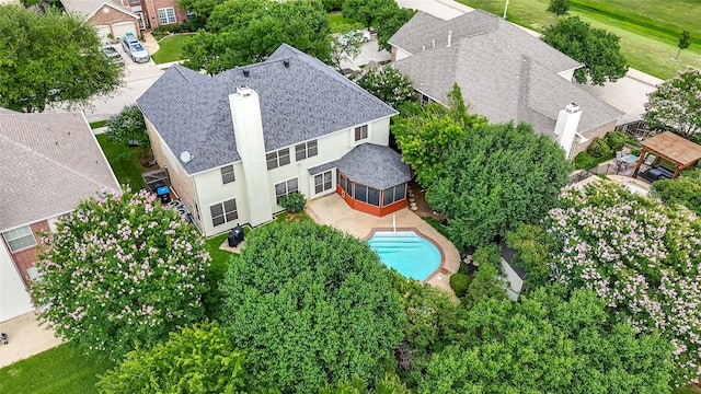 7705 Marble Canyon Ct, Fort Worth, TX 76137 - aerial view of property and surrounding area with a pool