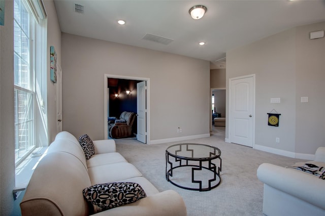 12990 Twelve Oaks Ave, Frisco, TX 75035 - living room with light carpet, baseboards, and recessed lighting
