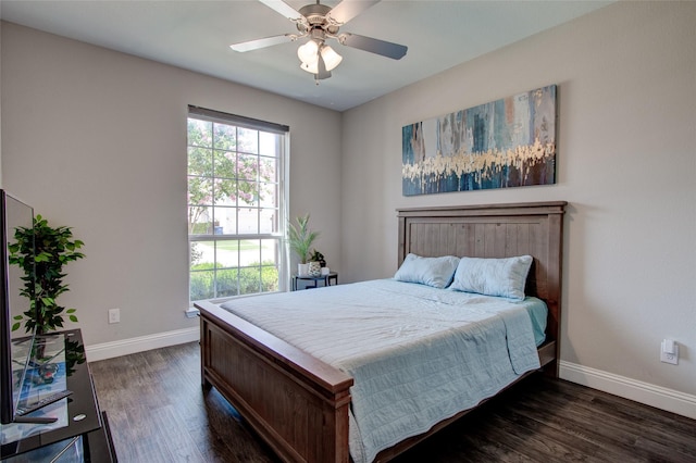 12990 Twelve Oaks Ave, Frisco, TX 75035 - bedroom featuring baseboards, dark wood-style floors, and a ceiling fan