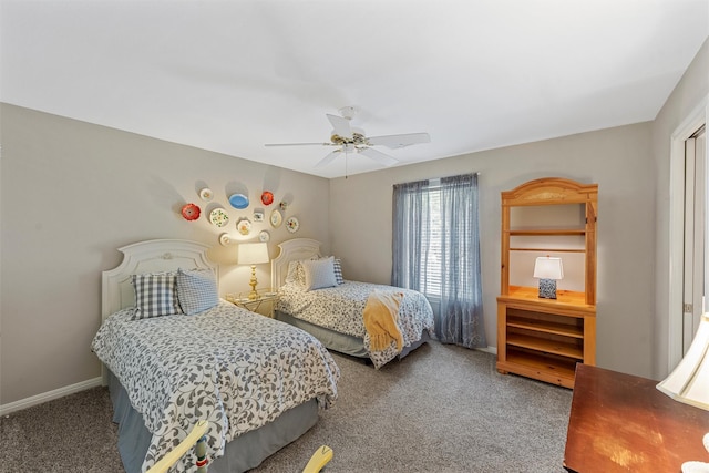 146 Shady Trl, Waco, TX 76657 - bedroom with carpet, ceiling fan, and baseboards