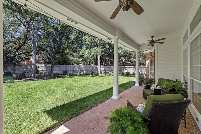 146 Shady Trl, Waco, TX 76657 - view of yard with ceiling fan and a patio area