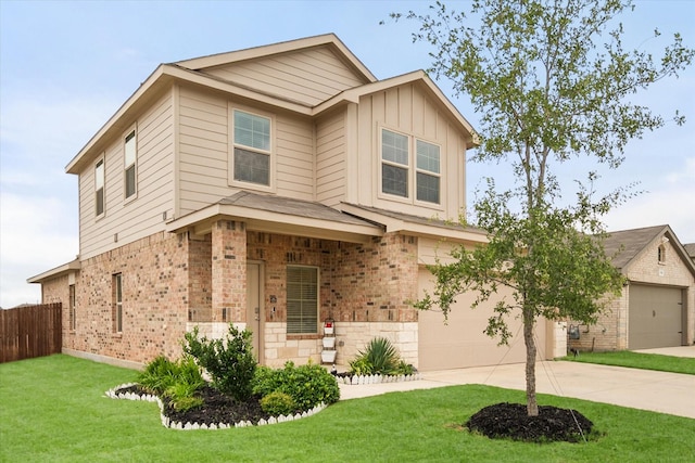 105 Greengate Dr, Boyd, TX 76023 - view of front of home with driveway, brick siding, board and batten siding, and an attached garage