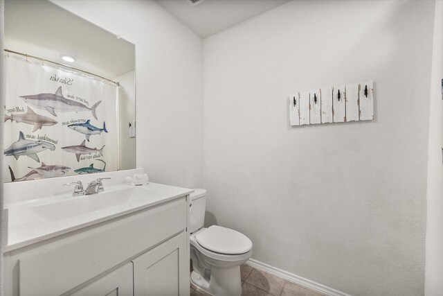 105 Greengate Dr, Boyd, TX 76023 - bathroom with vanity, tile patterned flooring, and a shower with curtain