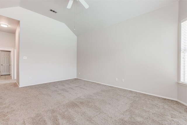 13274 Bayfield Dr, Frisco, TX 75033 - unfurnished room featuring light colored carpet, lofted ceiling, ceiling fan, and baseboards
