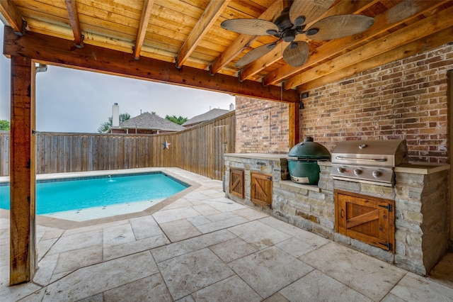 13274 Bayfield Dr, Frisco, TX 75033 - view of pool featuring a fenced backyard, a patio, and ceiling fan