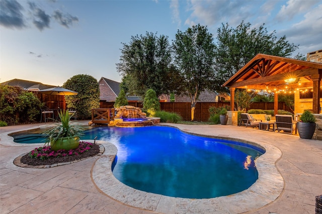 2758 Sharlis Dr, Frisco, TX 75036 - view of pool with an outdoor hot tub, a patio, a fenced backyard, and outdoor lounge area