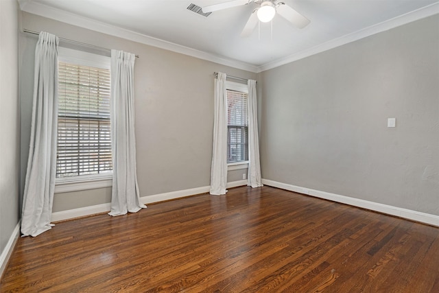 6843 Casa Loma Ave, Dallas, TX 75214 - empty room featuring wood finished floors, ceiling fan, baseboards, and crown molding