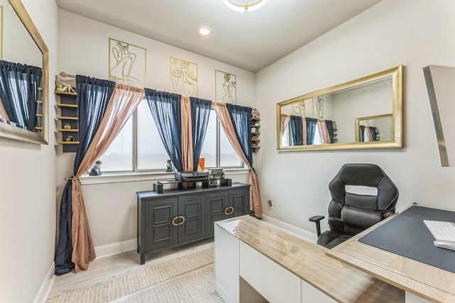 6313 Hedgecoxe Rd, The Colony, TX 75056 - office with baseboards and light wood-style floors