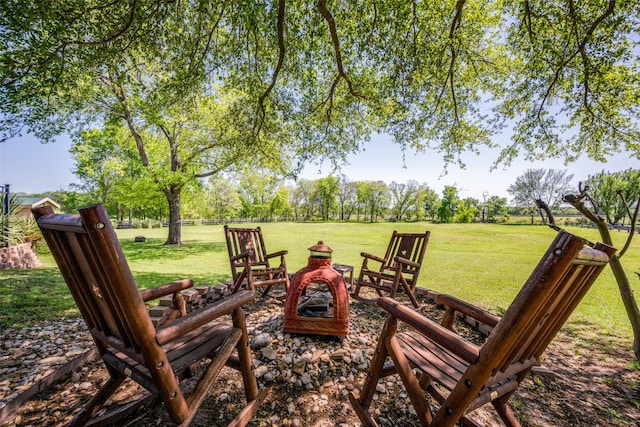 140 Daisey Ln, Justin, TX 76247 - view of grassy yard featuring an outdoor fire pit
