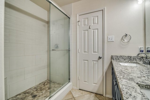 1016 Ingram Dr, Forney, TX 75126 - full bath featuring a shower stall, vanity, and tile patterned floors