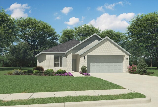 1909 Sandpiper Way, Princeton, TX 75407 - ranch-style house with a garage, concrete driveway, a front yard, and brick siding