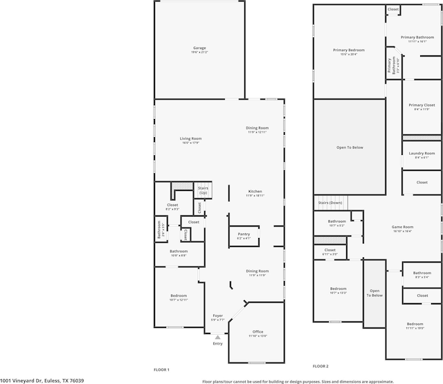 1001 Vineyard Dr, Euless, TX 76039 - floor plan / room layout