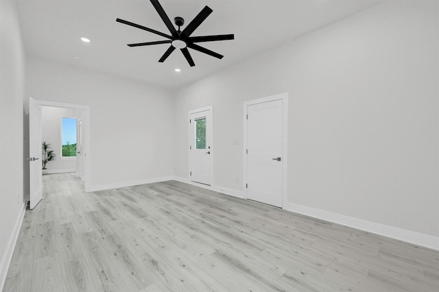 320 Bentwood Dr, Pottsboro, TX 75076 - spare room with light wood-style floors, a ceiling fan, recessed lighting, and baseboards