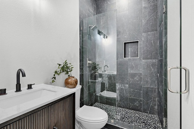 320 Bentwood Dr, Pottsboro, TX 75076 - bathroom with toilet, a shower stall, and vanity