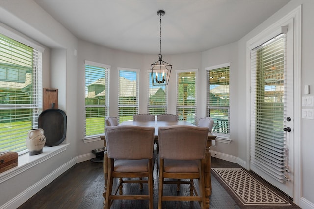 760 Ascot Ct, Prosper, TX 75078 - dining room with a chandelier, baseboards, and dark wood-type flooring