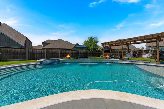 760 Ascot Ct, Prosper, TX 75078 - view of pool with a fenced backyard and a pool with connected hot tub